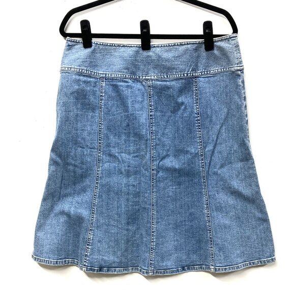 Vintage‎ Sigrid Olsen Denim Skirt, Size 12, Panels, Slight Flare, Wide Waistband - Picture 6 of 11
